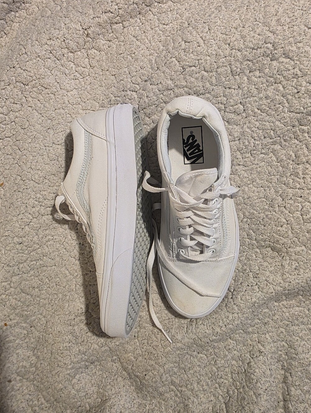 Vans Old Skool True White Canvas Skate Shoes Mens 8.5 Womens 10 Low Top Sneakers